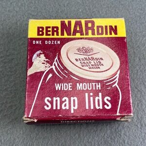 Bernardin Wide Mouth Snap Lids Vintage Gold Tin Canning Jar Lids 12 Count Box